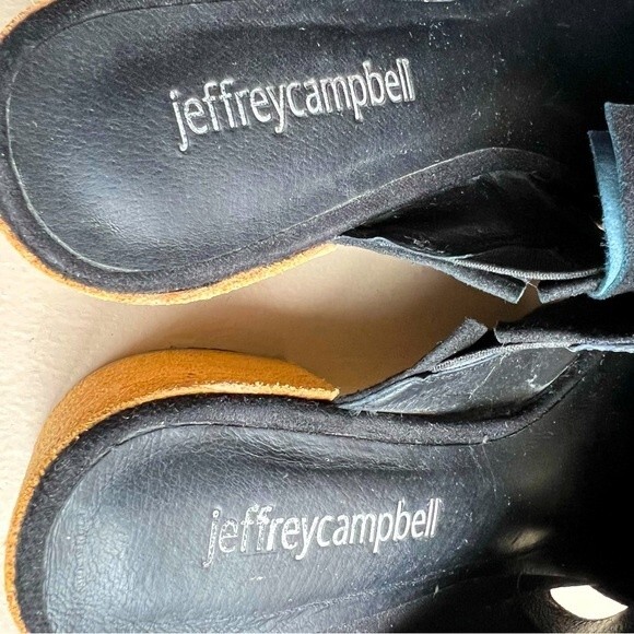 Jeffrey Campbell Black Suede Mule Slip On Shoes w/ Bow & Block Heel Women’s 8 - Picture 13 of 16